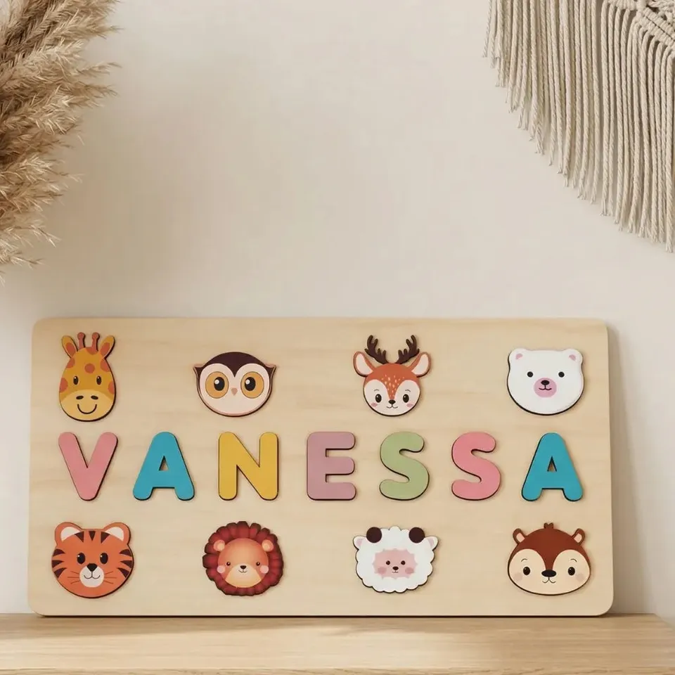 Baby-Crea Puzzle bébé en bois personnalisé Puzzle Animaux de la Forêt