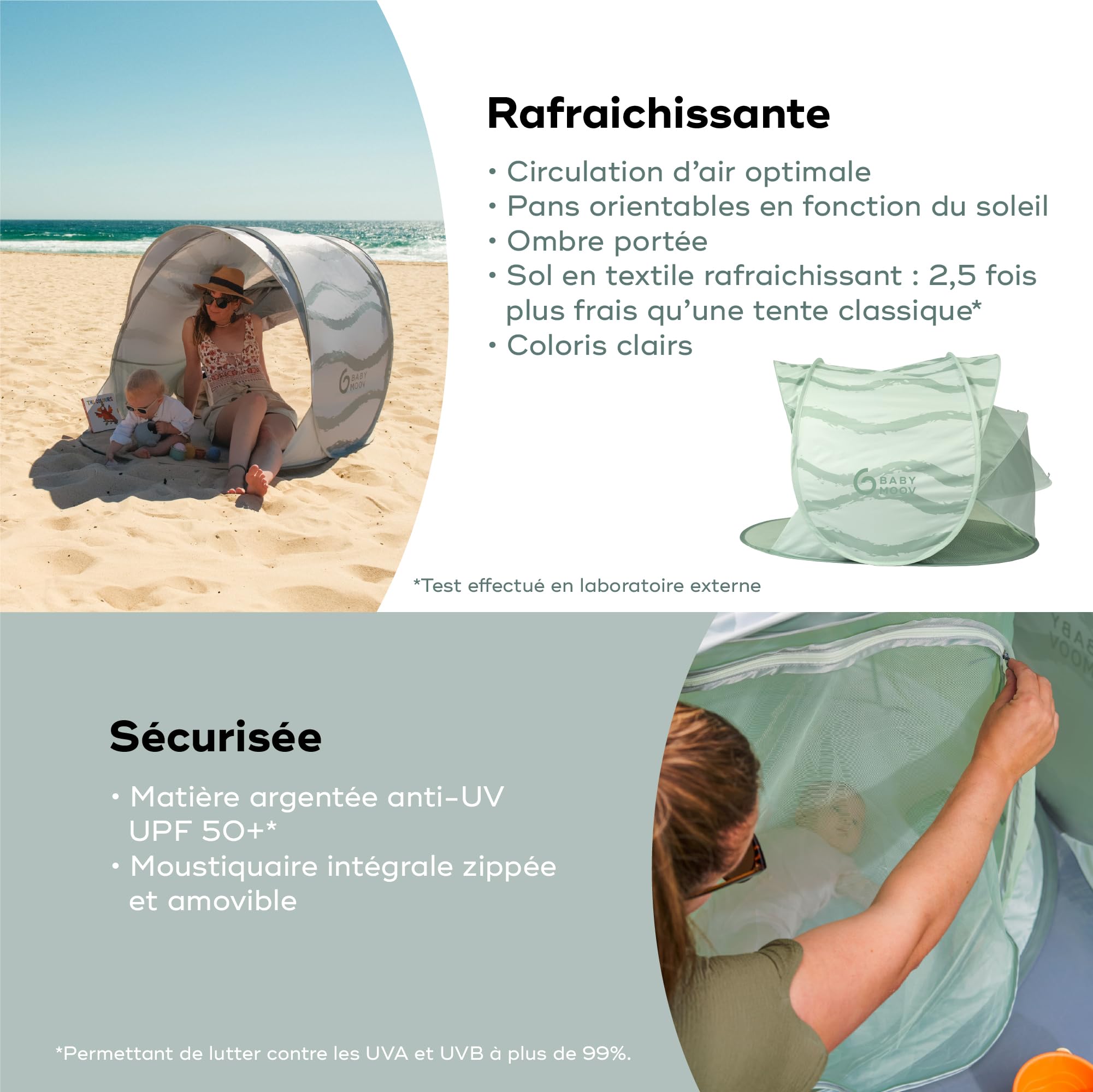 Babymoov Moov & Protect tente anti-UV bébé Green Lagoon UPF 50+