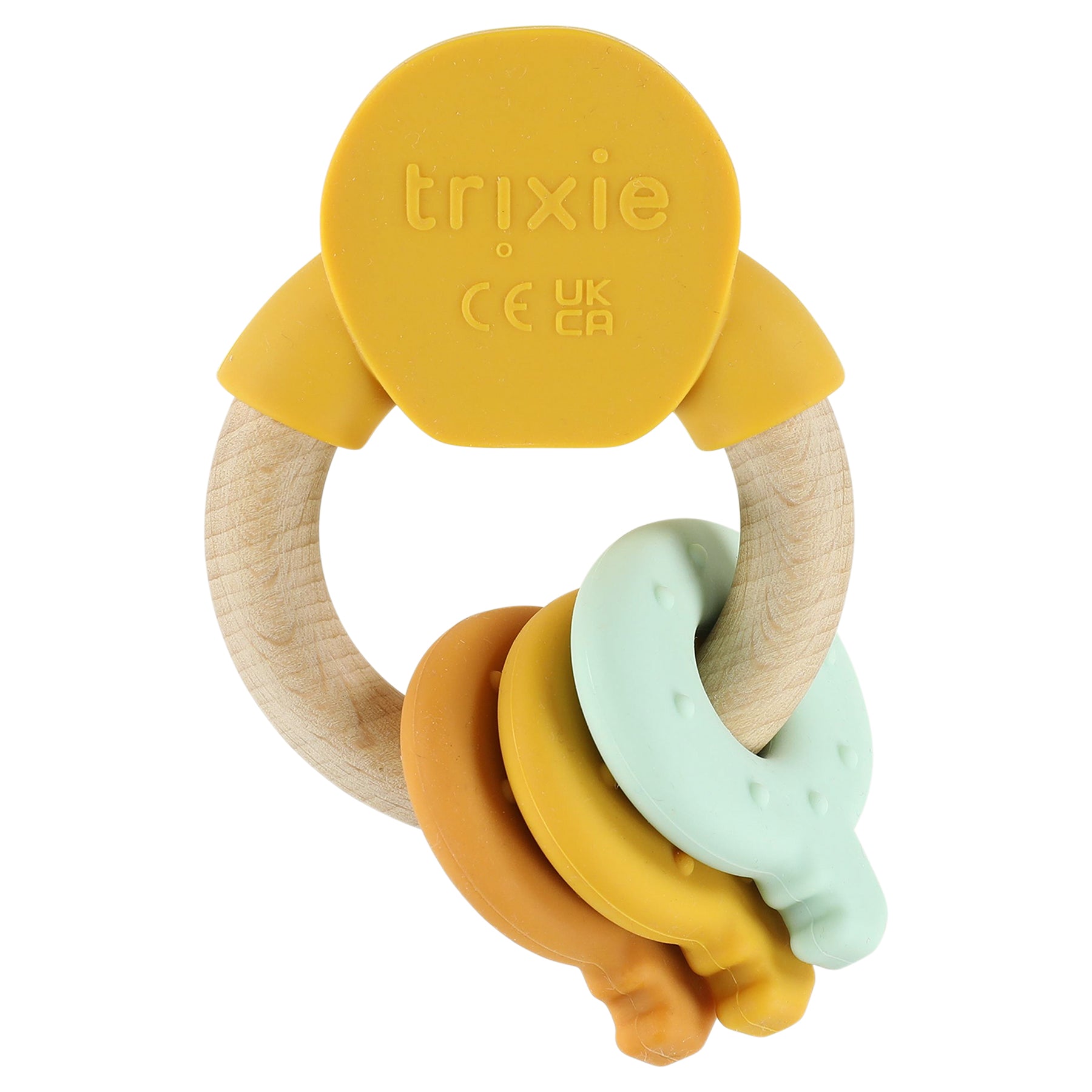 Trixie Baby Premiers jouets Anneau d'activités en silicone et bois Mr. Lion
