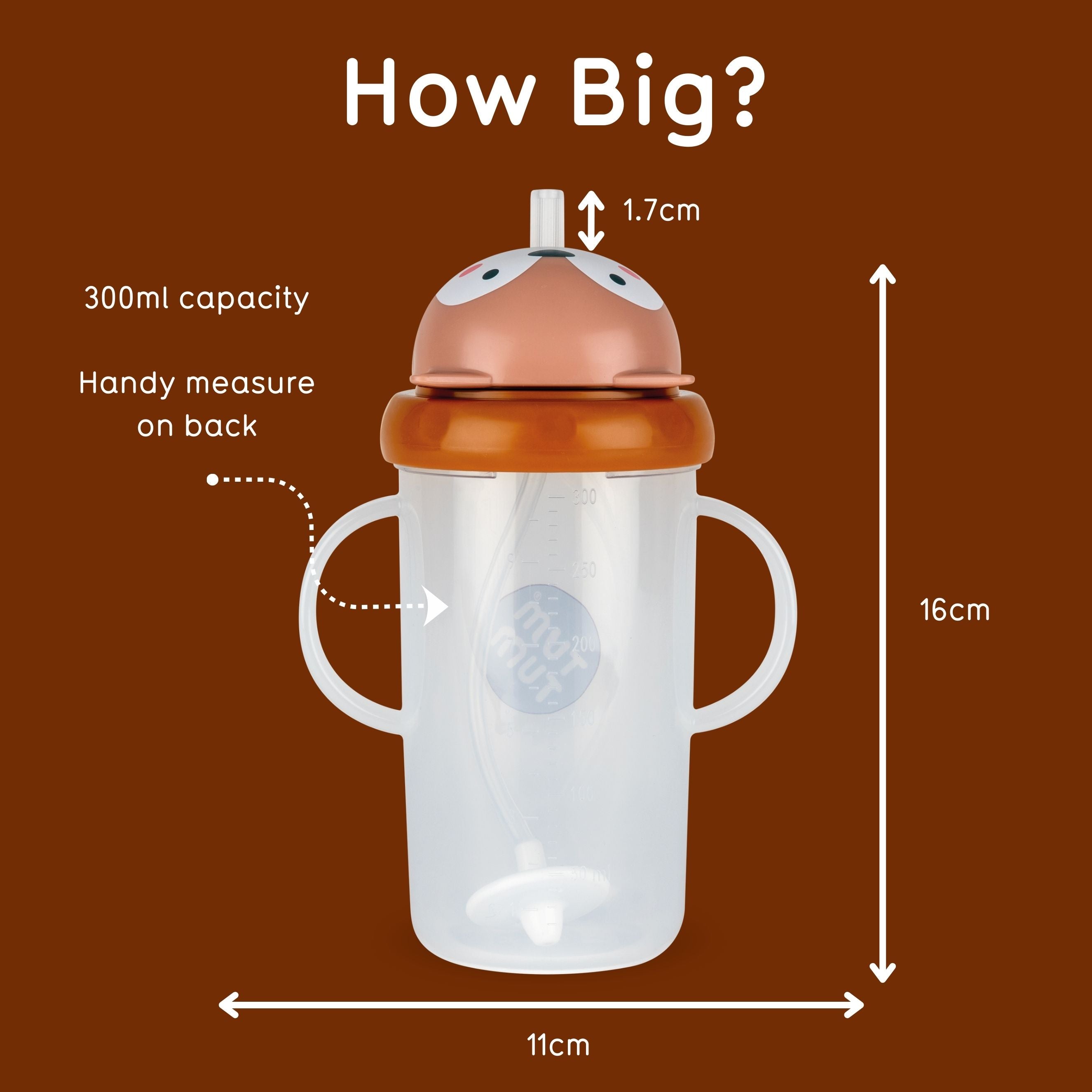 Tum Tum Cups Tall Tippy Up Sippy Cup gobelet Fergus Fox 300 ml à paille lestée