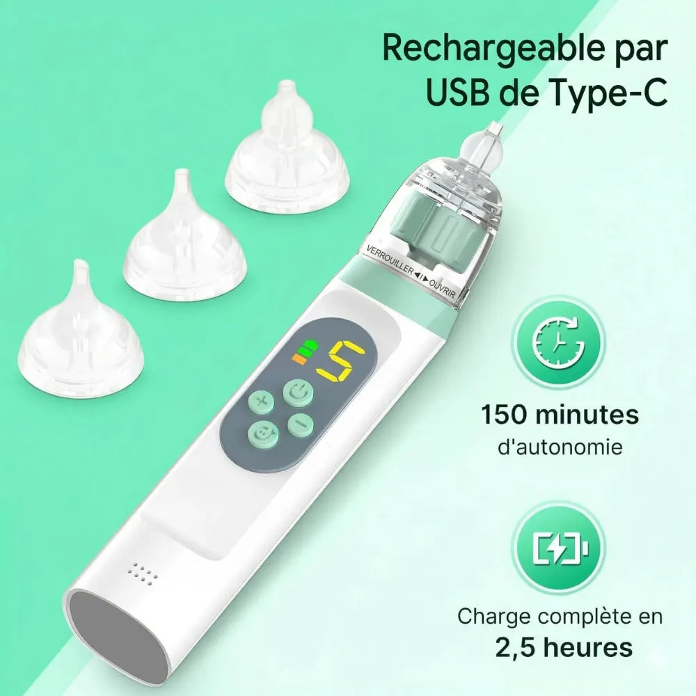 Baby-Crea Mouche Bébé Électrique mouche bébé aspiration douce rechargeable USB