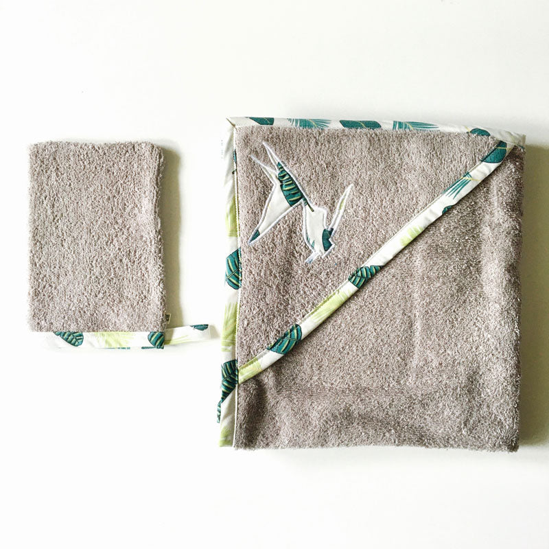 PIOLOU La Cape de bain cape de bain bébé grise 80 x 80 cm coton éponge