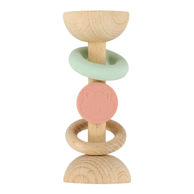 Trixie Baby Premiers jouets Hochet en silicone et bois Mrs. Cat
