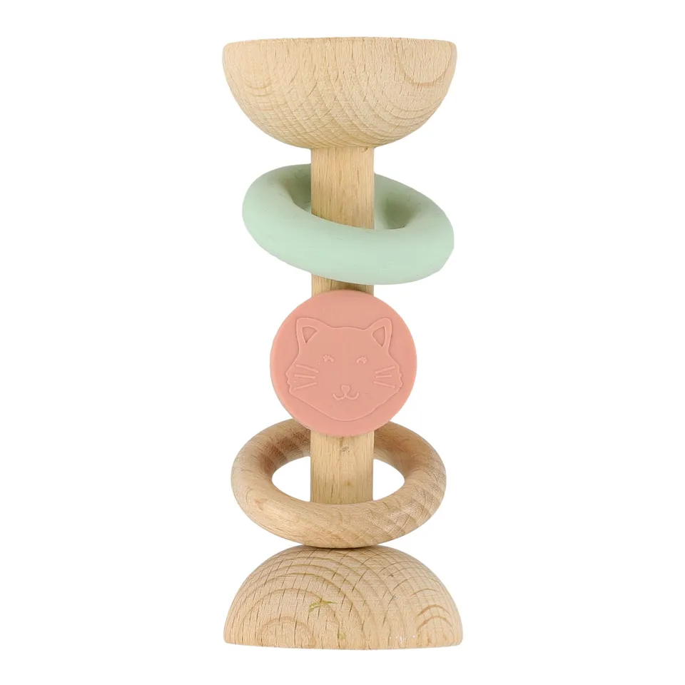 Trixie Baby Premiers jouets Hochet en silicone et bois Mrs. Cat