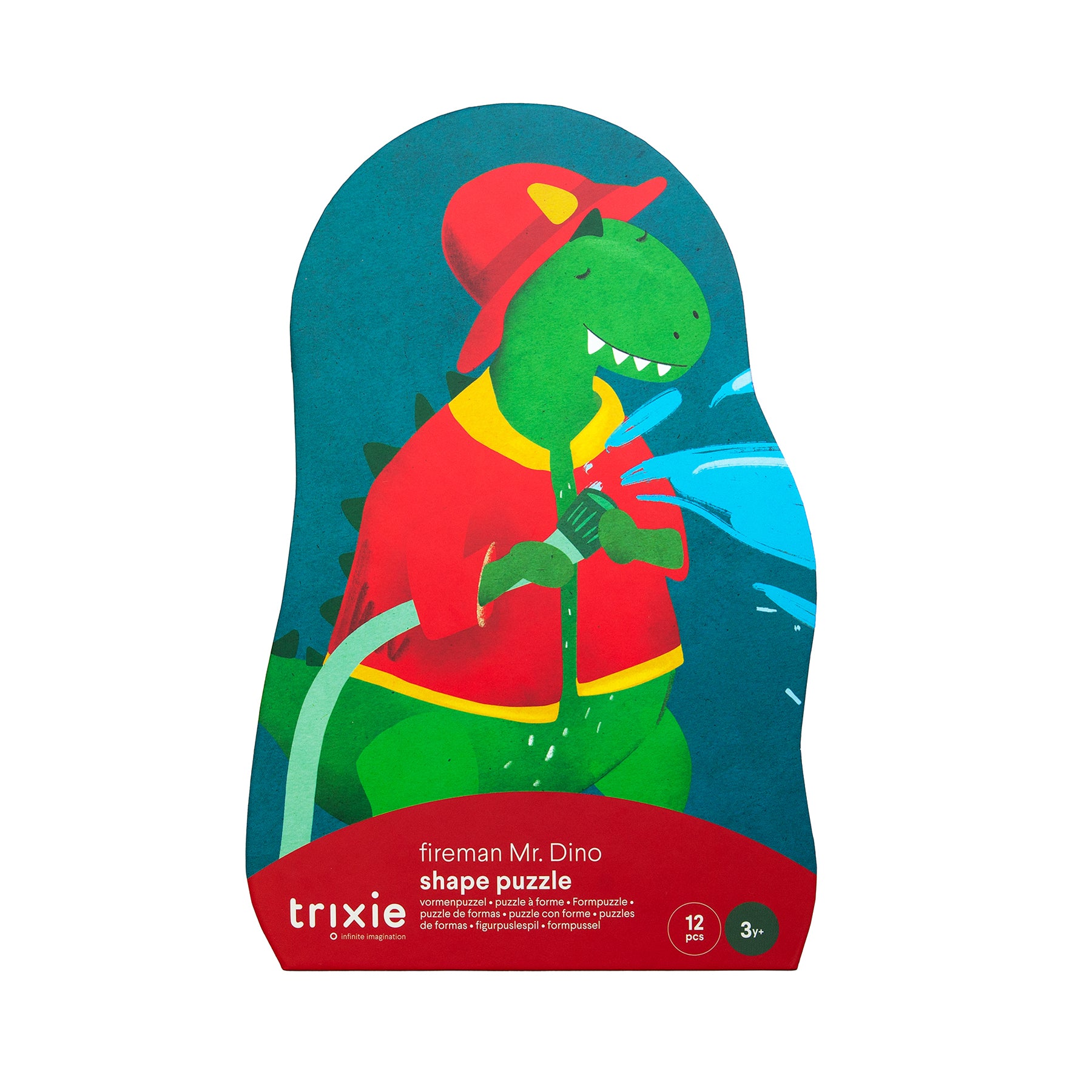 Trixie Baby Jeux, puzzles & livres Puzzle à forme Pompier Mr. Dino 12 pièces