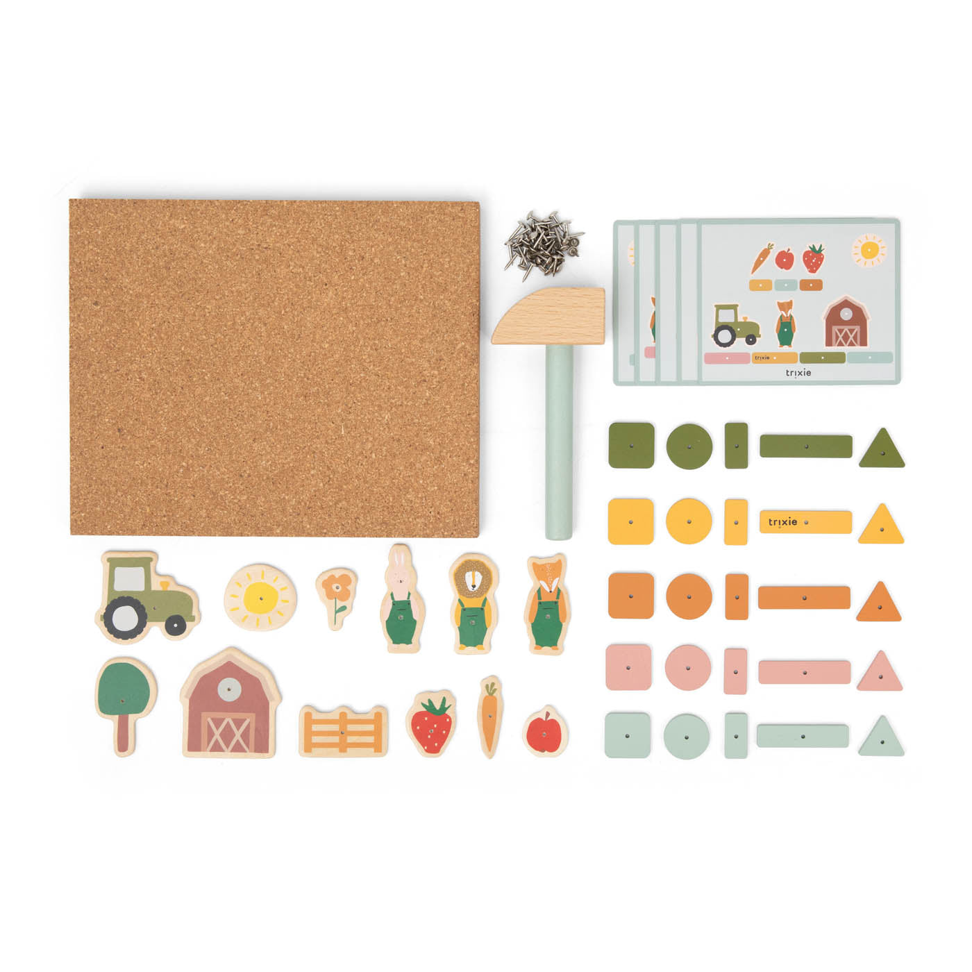 Trixie Baby Jouets d’activités Jeu de clous en bois ferme