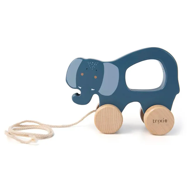 Trixie Baby Jouets à pousser et à tirer Mrs. Elephant jouet à tirer en bois