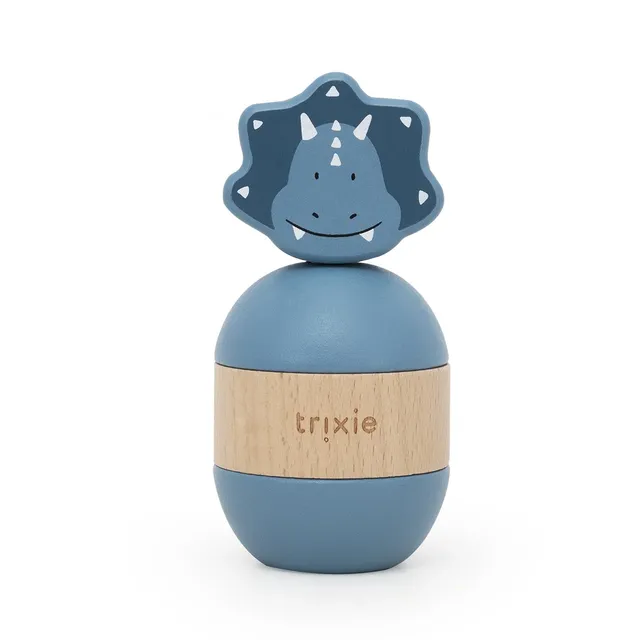 Trixie Baby Jouets à empiler Mr. Triceratops jouet d’empilage en bois avec hochet
