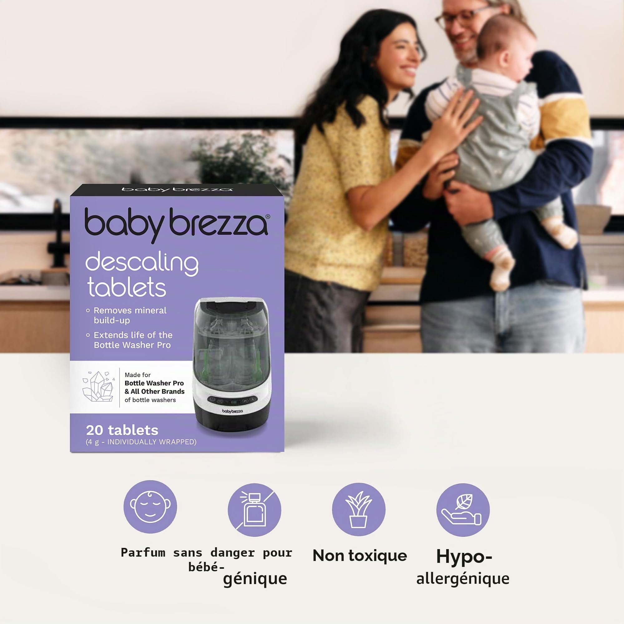 Baby Brezza Pièces et entretien pastilles détartrantes Bottle Washer Pro 20 pièces