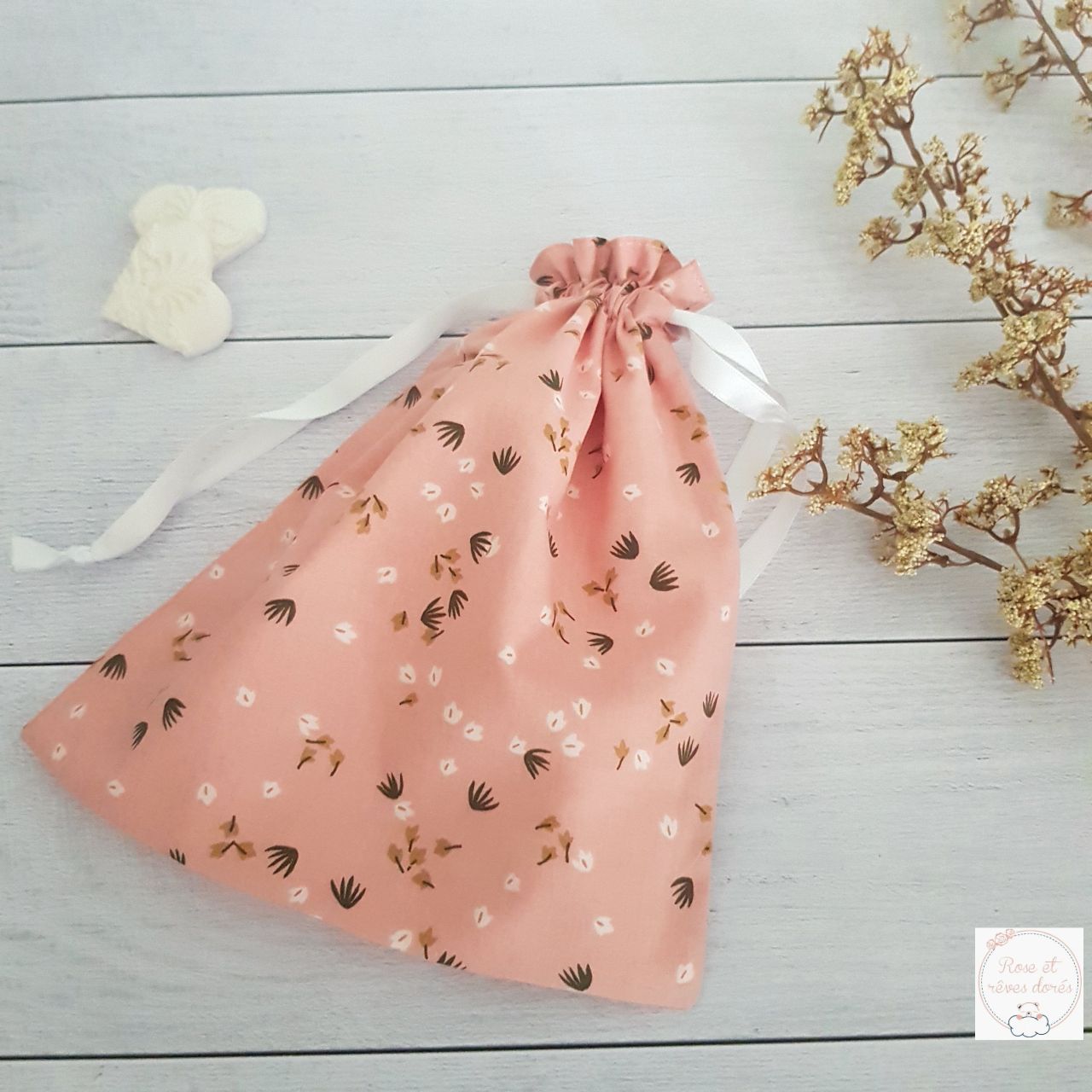 Rose et rêves dorés Pochons Sucre d’orge pochon coton