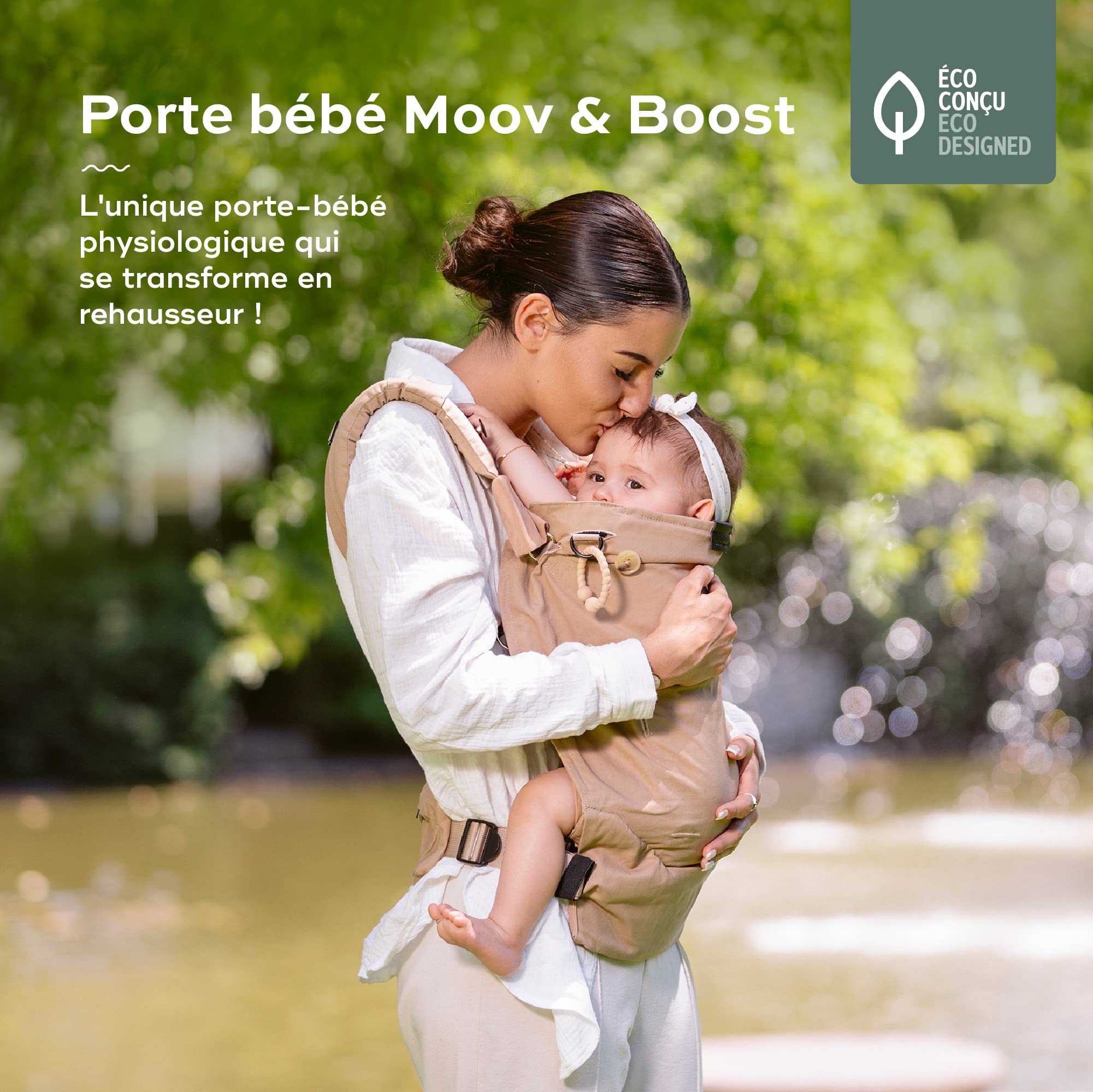 Babymoov Moov & Boost porte-bébé beige évolutif et réhausseur