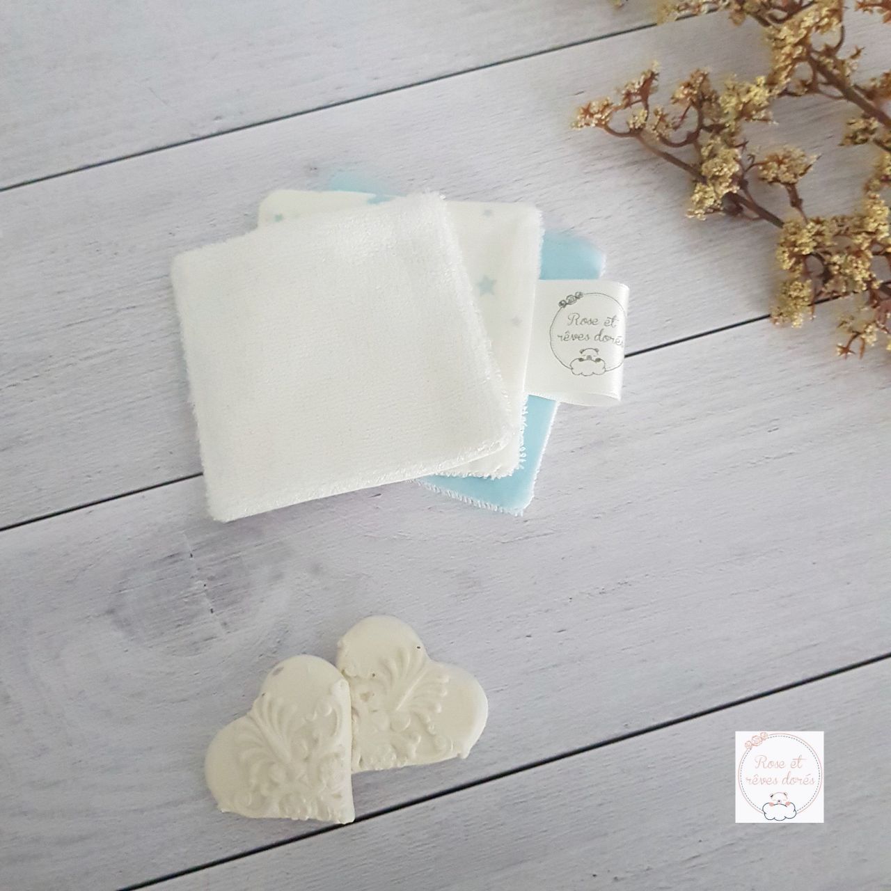 Rose et rêves dorés Lingettes collection Dragée lavables