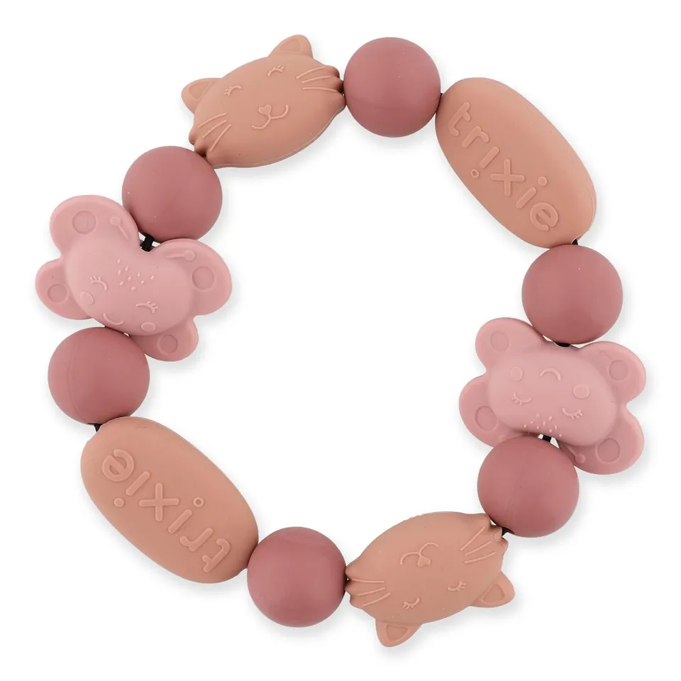 Trixie Baby Premiers jouets Bracelet de dentition Mrs. Cat & Mrs. Butterfly en silicone
