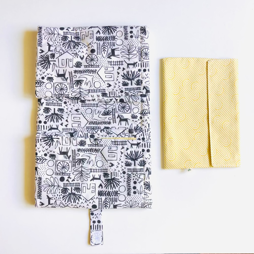 PIOLOU Le Tapis à langer nomade tapis à langer jaune anis avec pochette