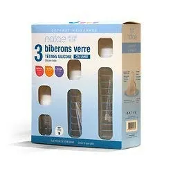 Natae Biberons coffret de 3 biberons en verre col large