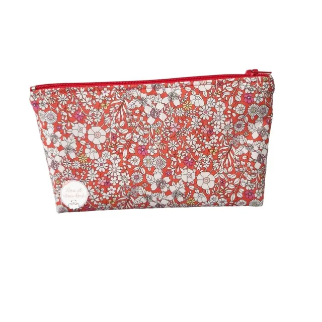 Rose et rêves dorés Capucine trousse Liberty June’s Meadow cerise
