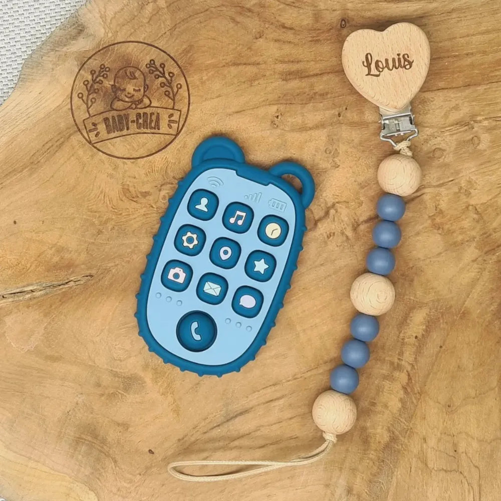 Baby-Crea Coffret naissance personnalisé attache tétine et anneau beige
