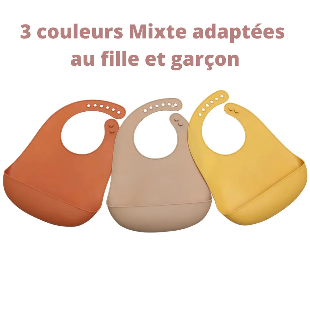 Baby-Crea Vaisselle Bébé Lot de 3 Bavoirs silicone garçon