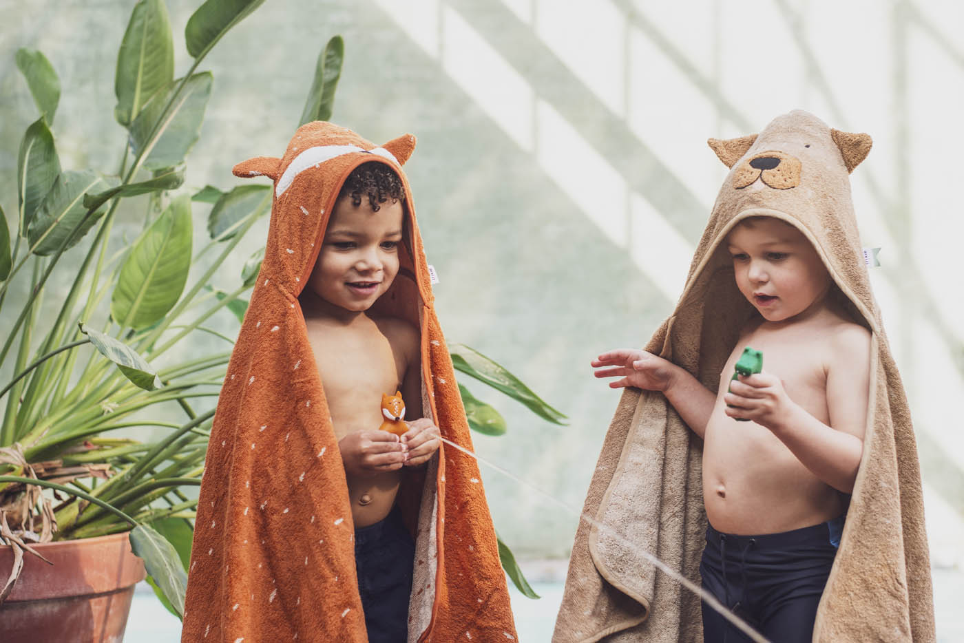 Trixie Baby Capes de bain Cape de bain 70x130cm Mr. Fox coton bio