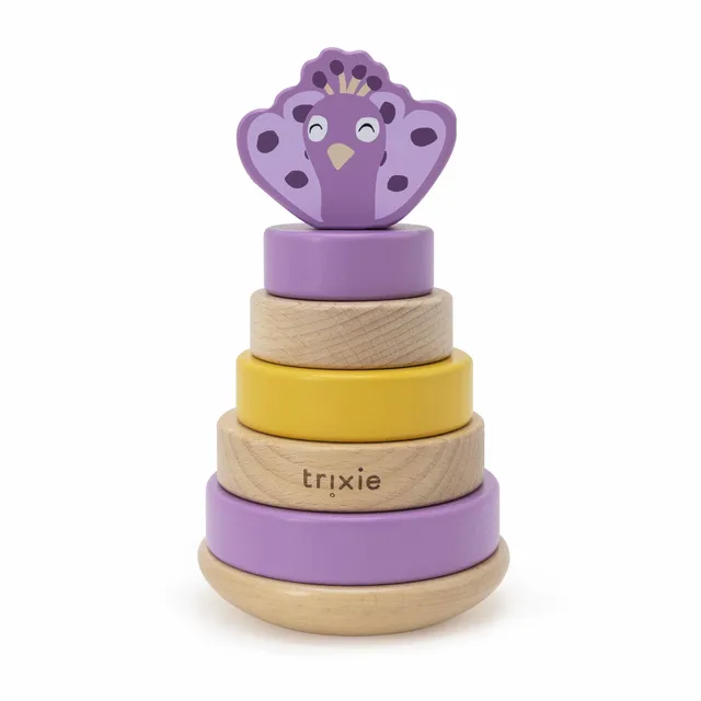 Trixie Baby Jouets à empiler Mrs. Peacock tour à empiler en bois