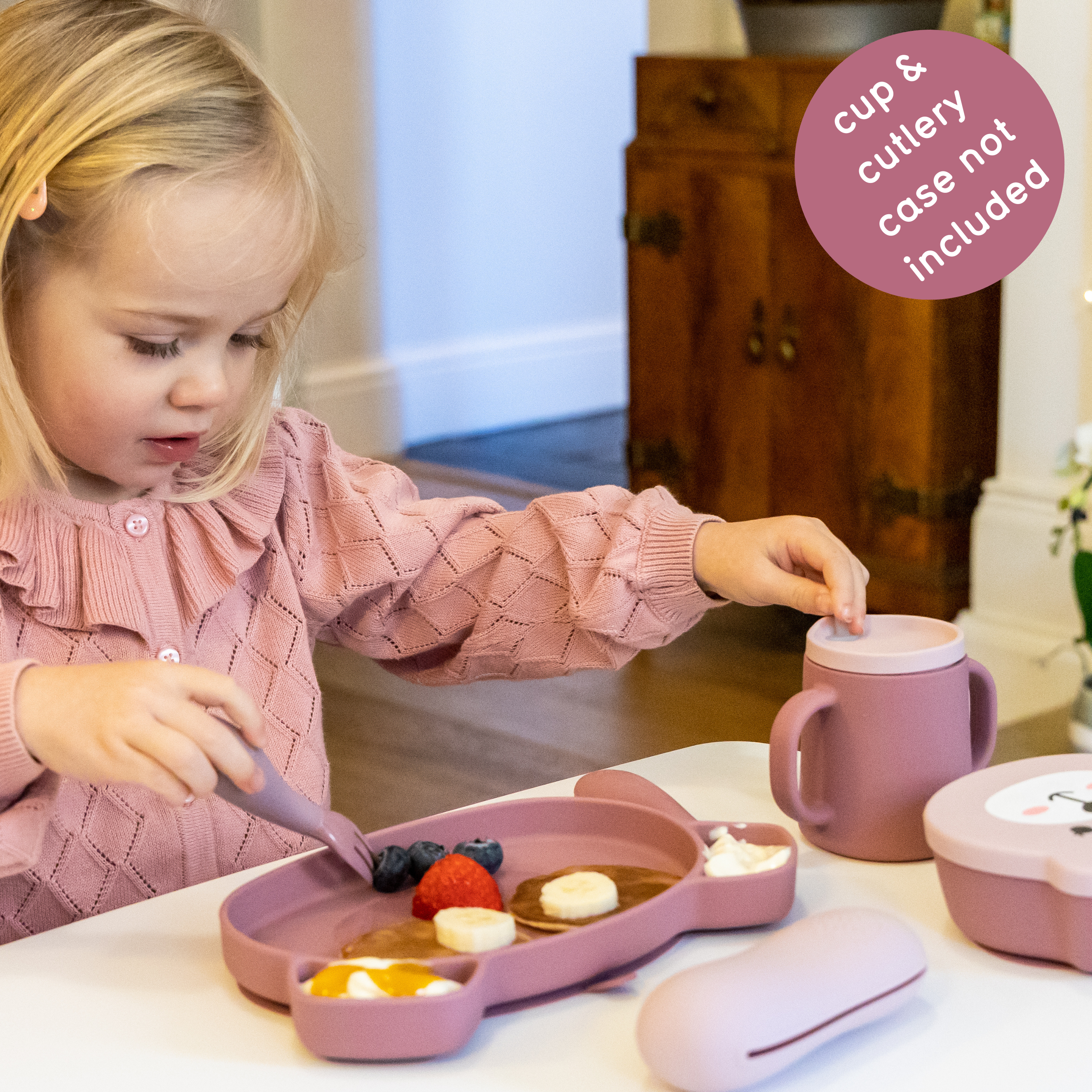 Tum Tum Bowls & Plates set repas bébé rose en silicone avec ventouses