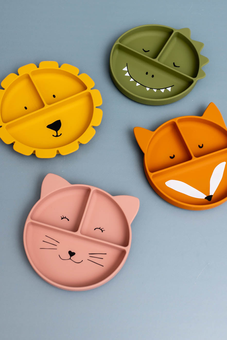 Trixie Baby Vaisselle Assiette avec ventouse en silicone et compartiments Mr. Fox