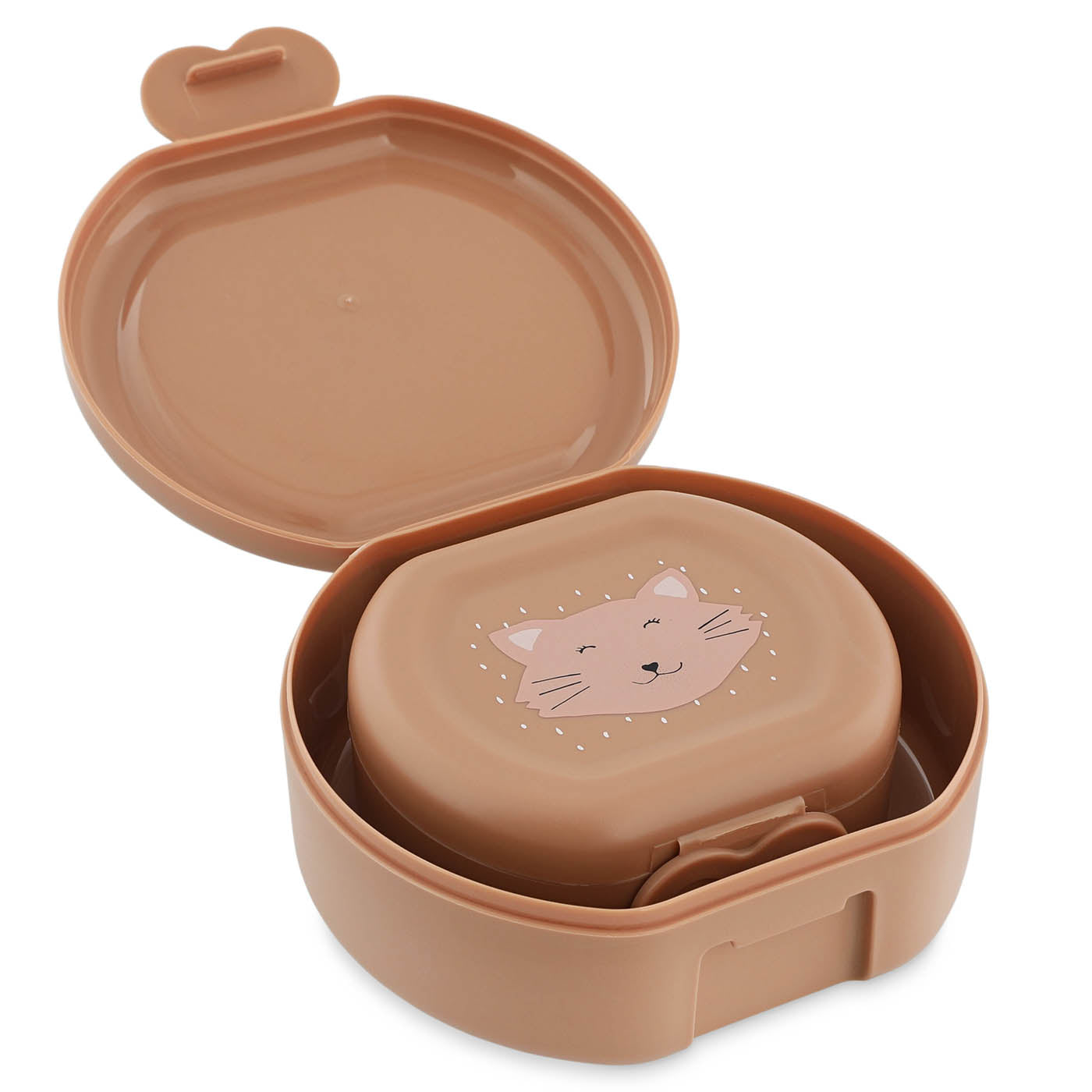 Trixie Baby Boîtes à goûter à clip Mrs. Cat, lot de 2, lavables au lave-vaisselle