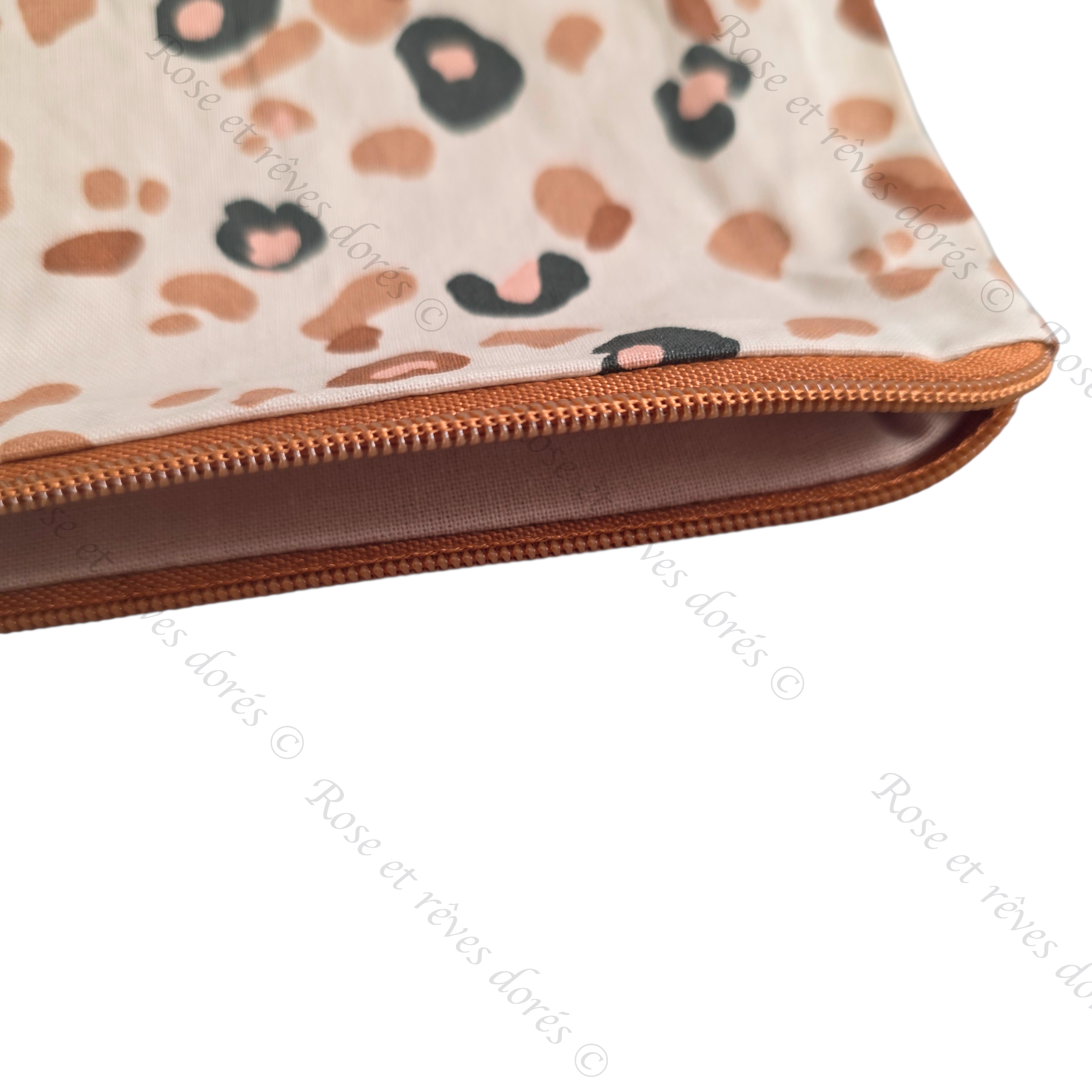Rose et rêves dorés Pochette M Graou pochette coton enduit
