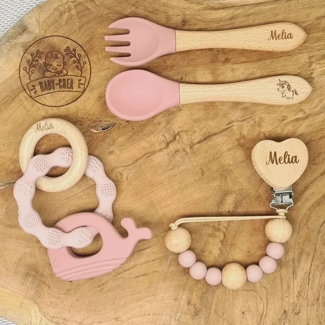 Baby-Crea Coffret naissance personnalisé couverts bébé bleu marine prénom