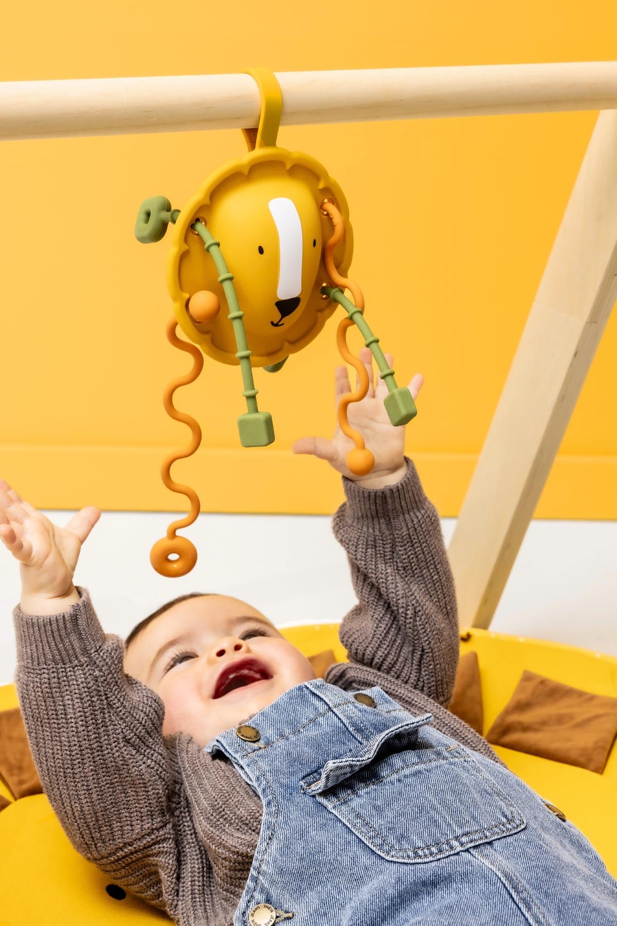 Trixie Baby Jouets sensoriels Jouet sensoriel à tirer en silicone Mr. Lion dentition