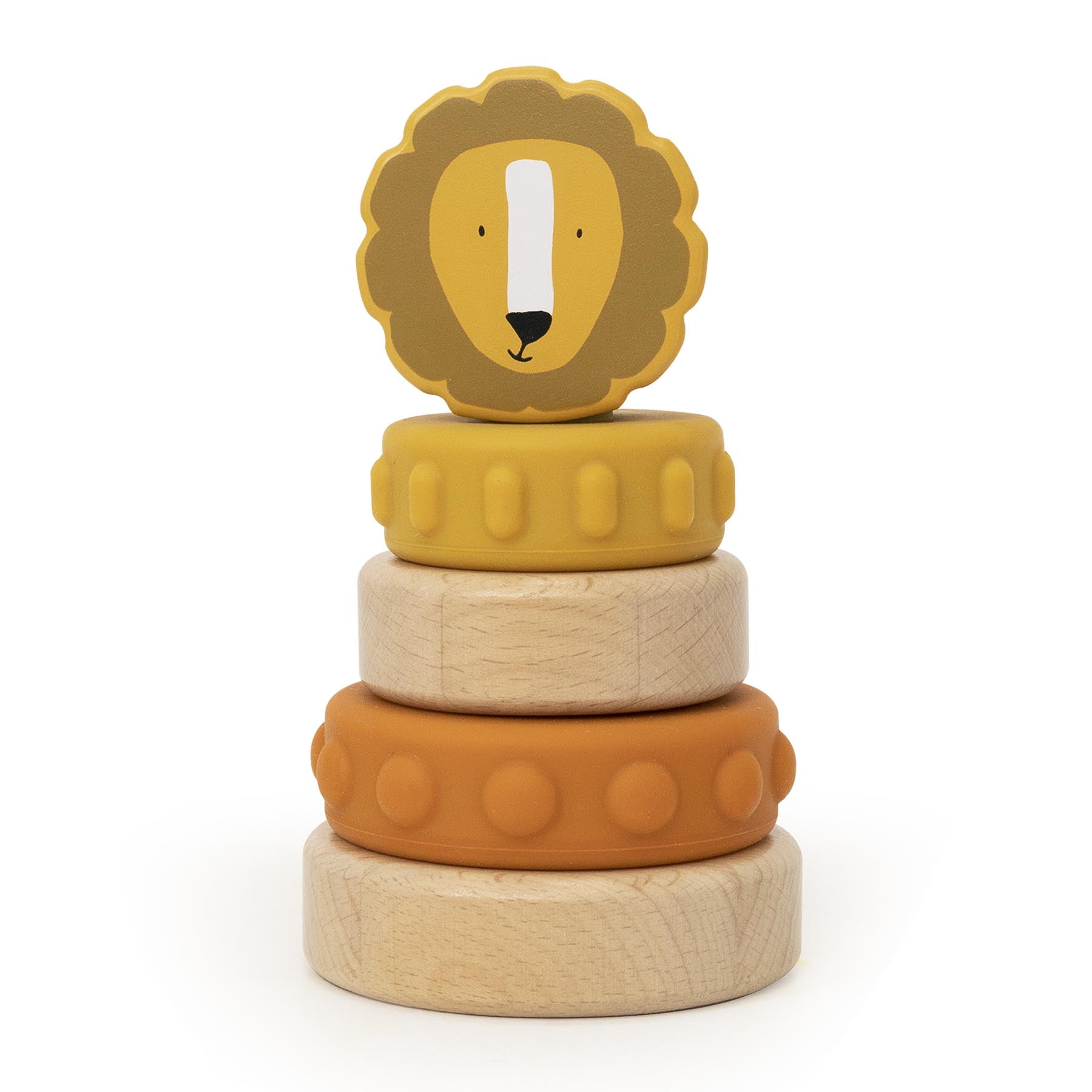 Trixie Baby Jouets à empiler Mr. Lion tour à empiler bois et silicone