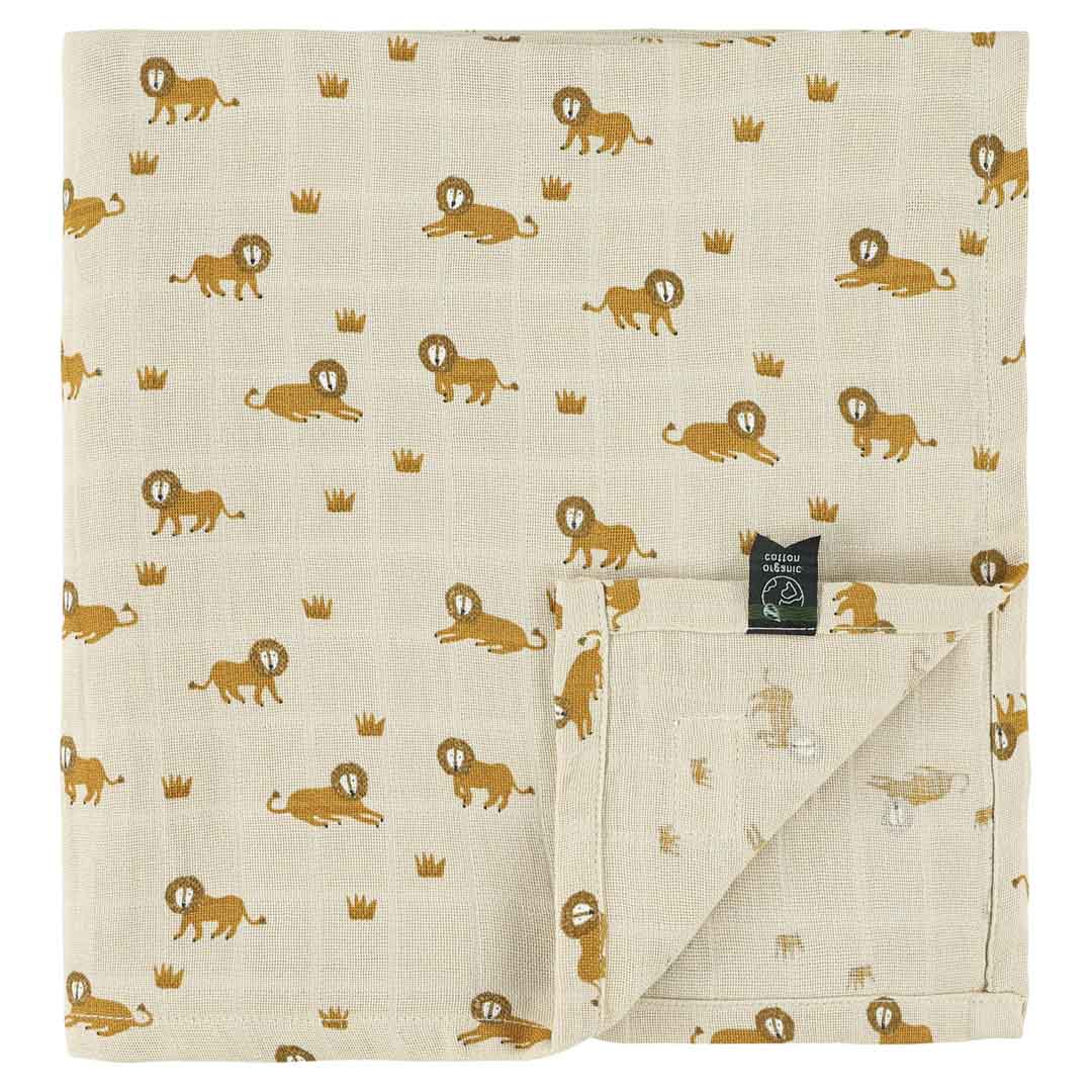 Trixie Baby Langes en mousseline Lange en mousseline 110x110cm Lively Lion coton bio