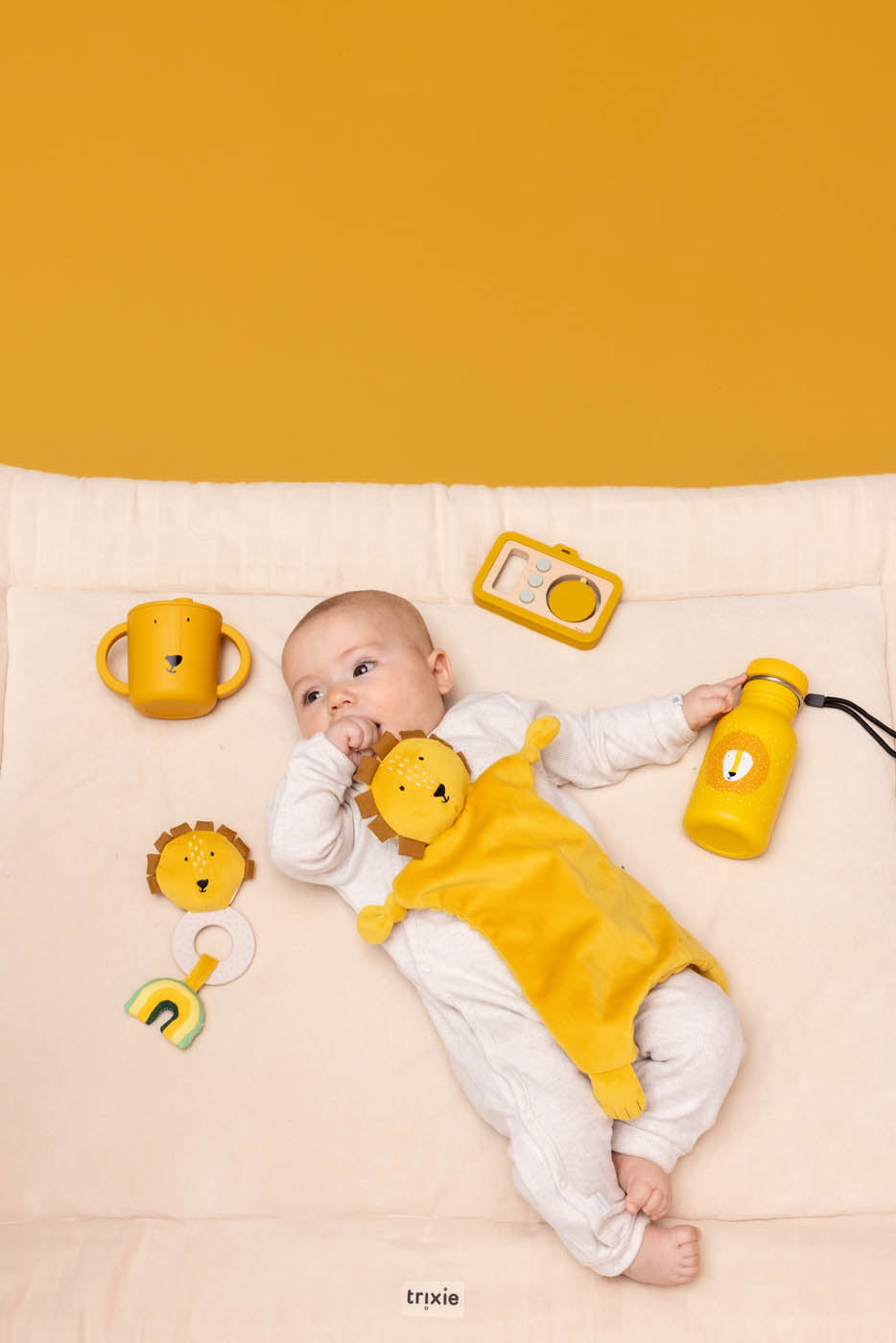 Trixie Baby Premiers jouets Appareil photo Mr. Lion en silicone et bois