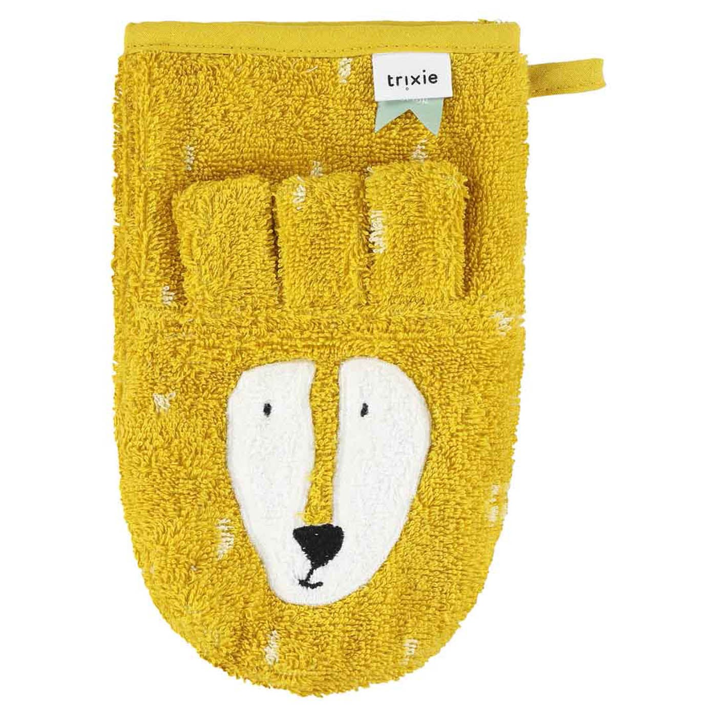 Trixie Baby Gants de toilette Gant 2-pack Mr. Lion Mr. Fox en coton biologique