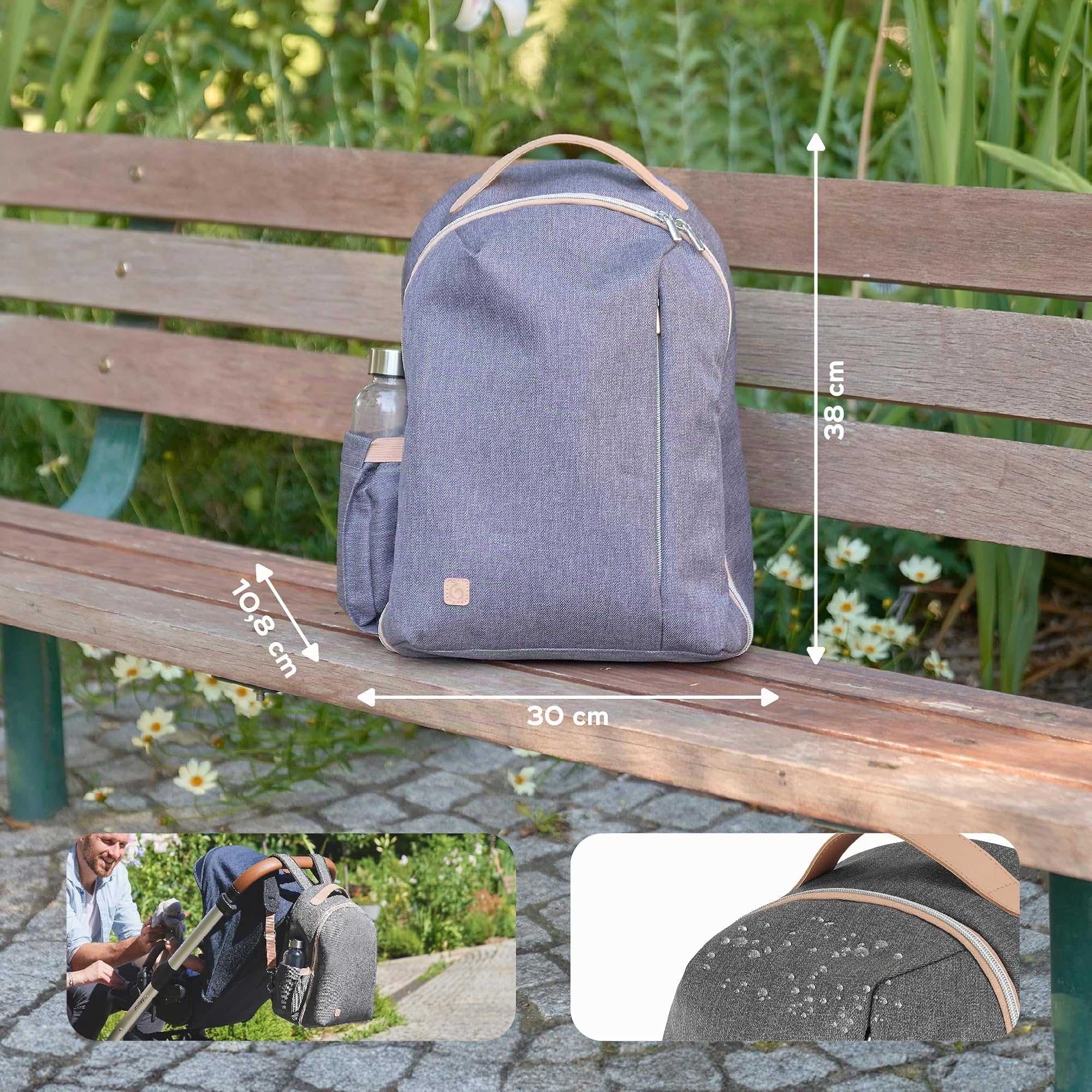 Babymoov Le Pyla sac à dos à langer Smokey 17 L avec poche isotherme