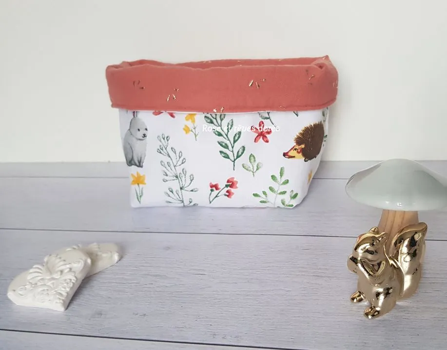 Rose et rêves dorés Panières diverses petits animaux panière réversible