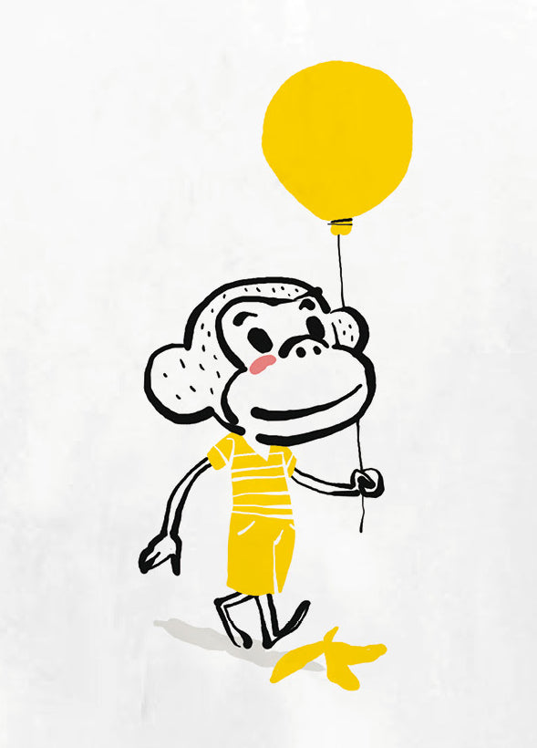 PIOLOU Le T-Shirt T-shirt blanc Singe au ballon 1-2 ans coton