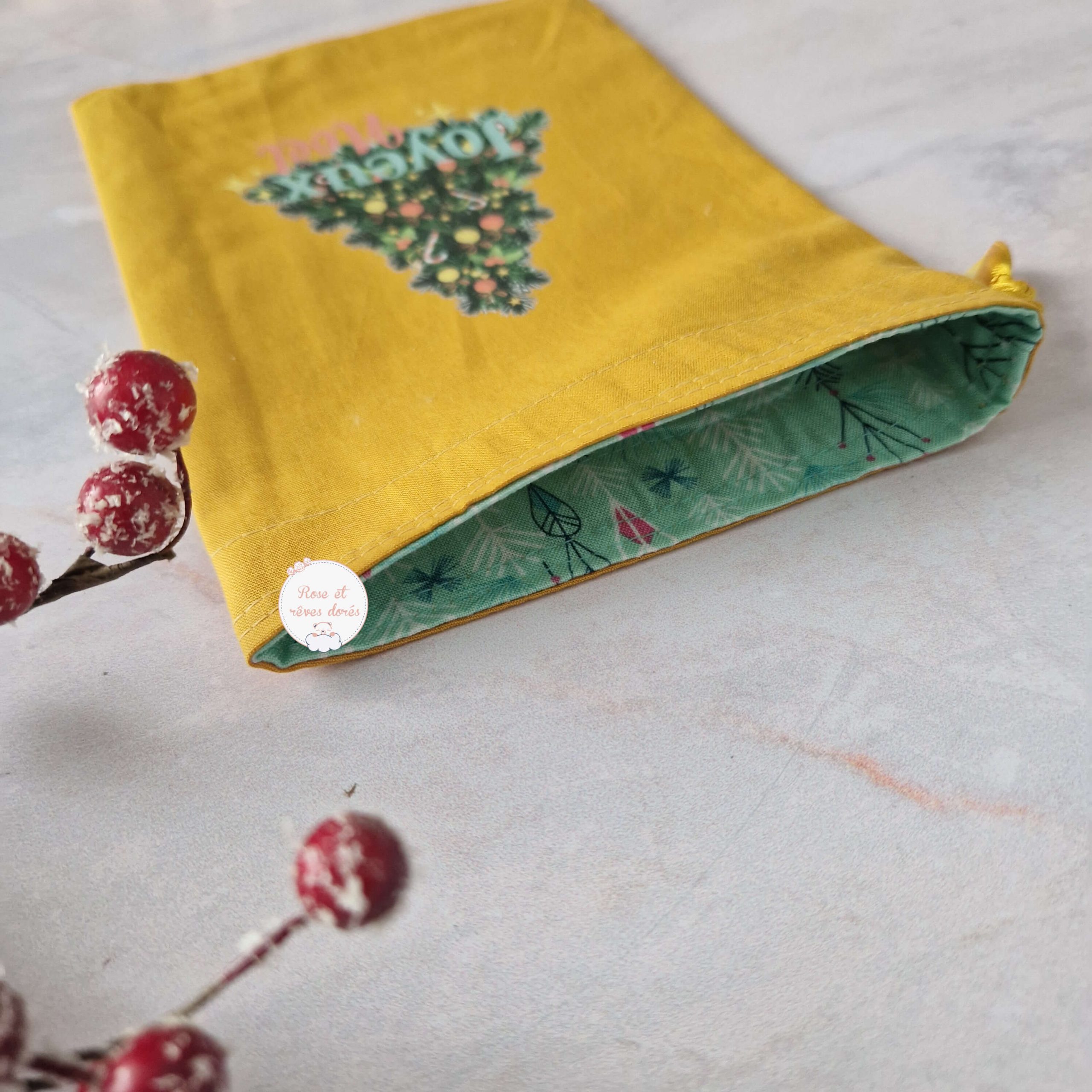 Rose et rêves dorés Noël Écrin Magique mini pochon cadeau doublé