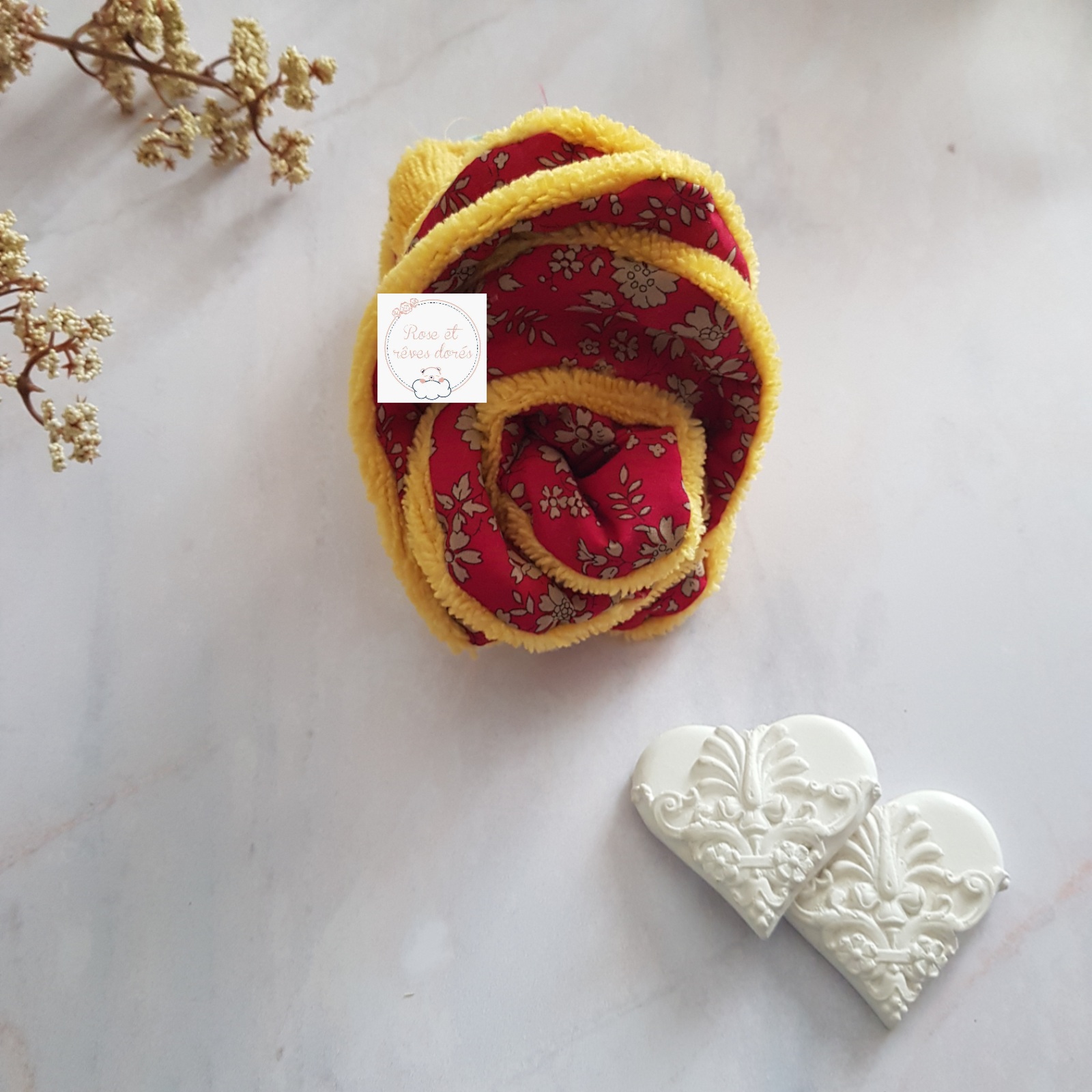 Rose et rêves dorés Fleur de lingettes Capel rouge lingettes x4 coton bambou