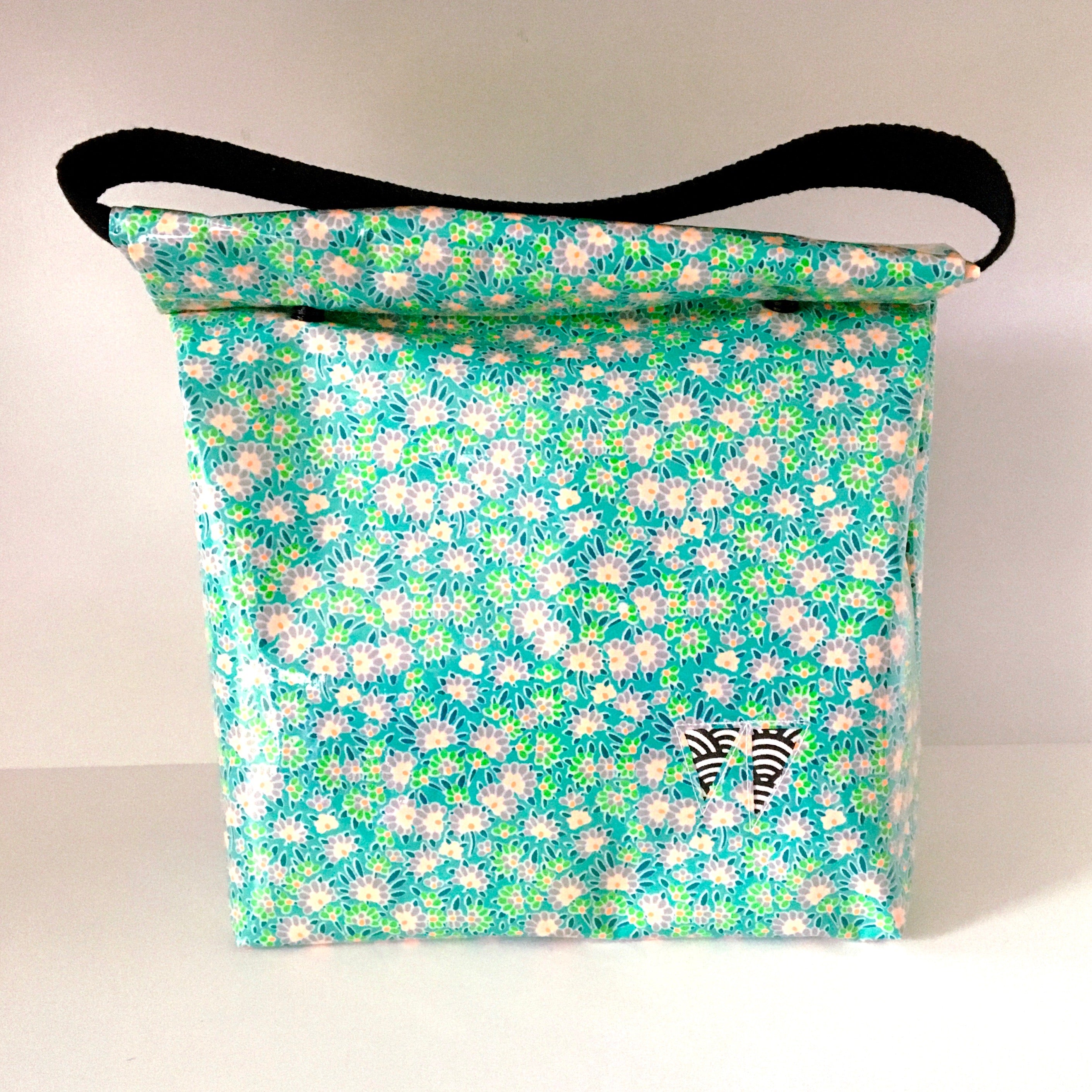 PIOLOU Le Lunch-Bag GM lunch bag vert fleuri enduit