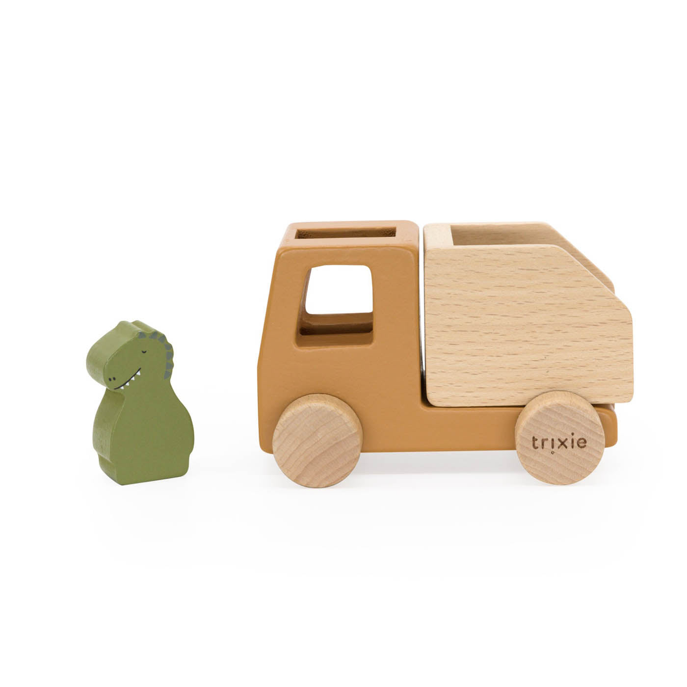 Trixie Baby Jouets à roulettes Jeu de voitures de chantier animaux en bois