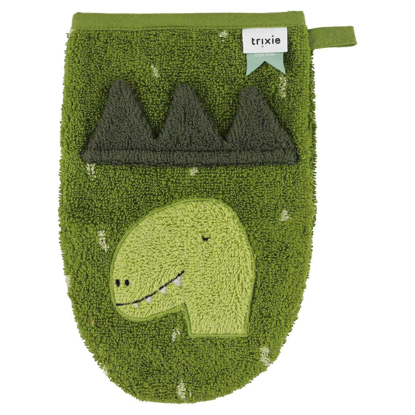 Trixie Baby Gants de toilette Gant de toilette 2-pack Mr. Shark - Mr. Dino, lot de 2 en coton bio