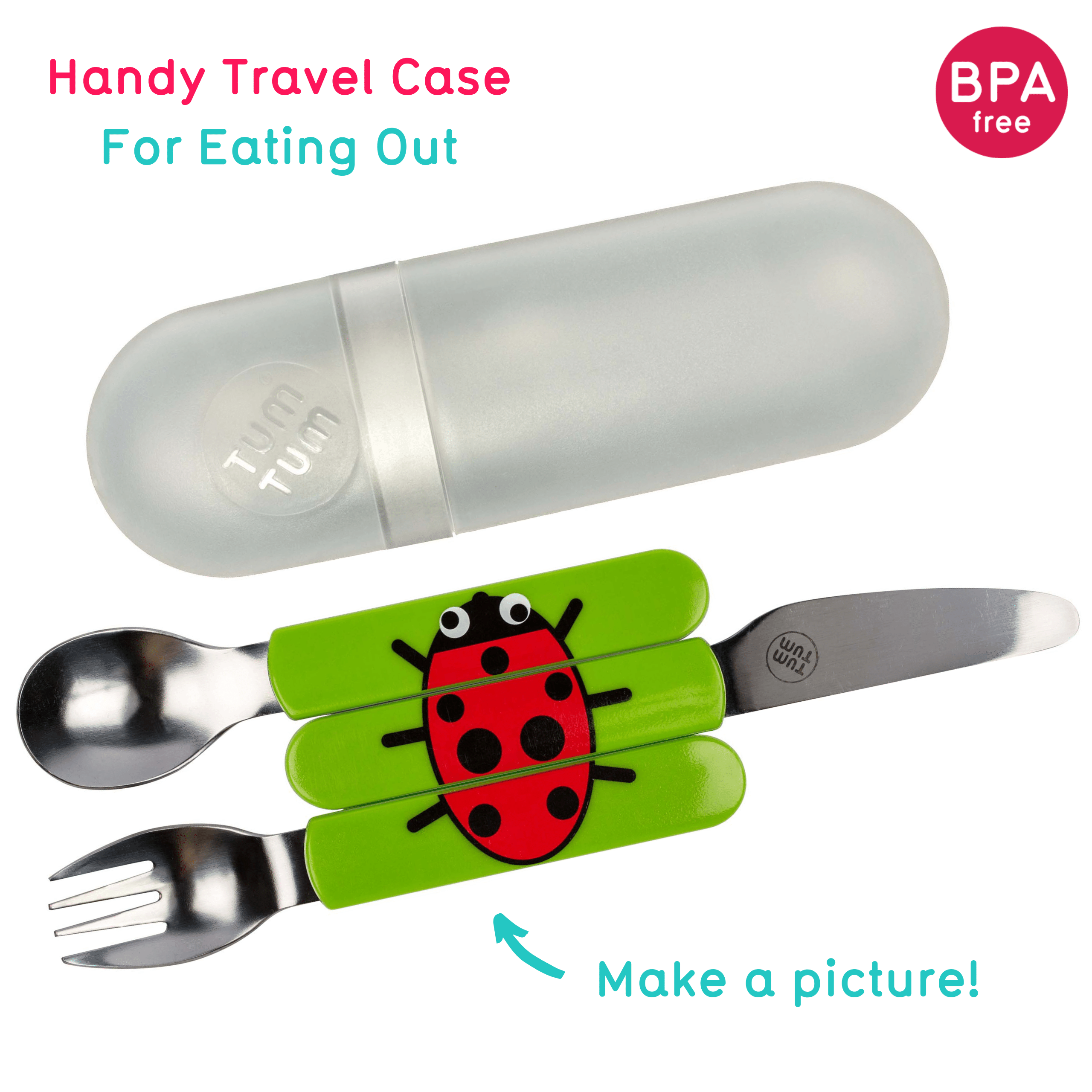 Tum Tum Cutlery Lucy Ladybird couverts enfant avec étui