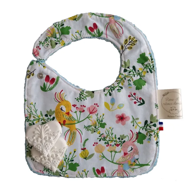 Rose et rêves dorés Bavoirs Bavoir pour bébé oiseaux de paradis coton bambou