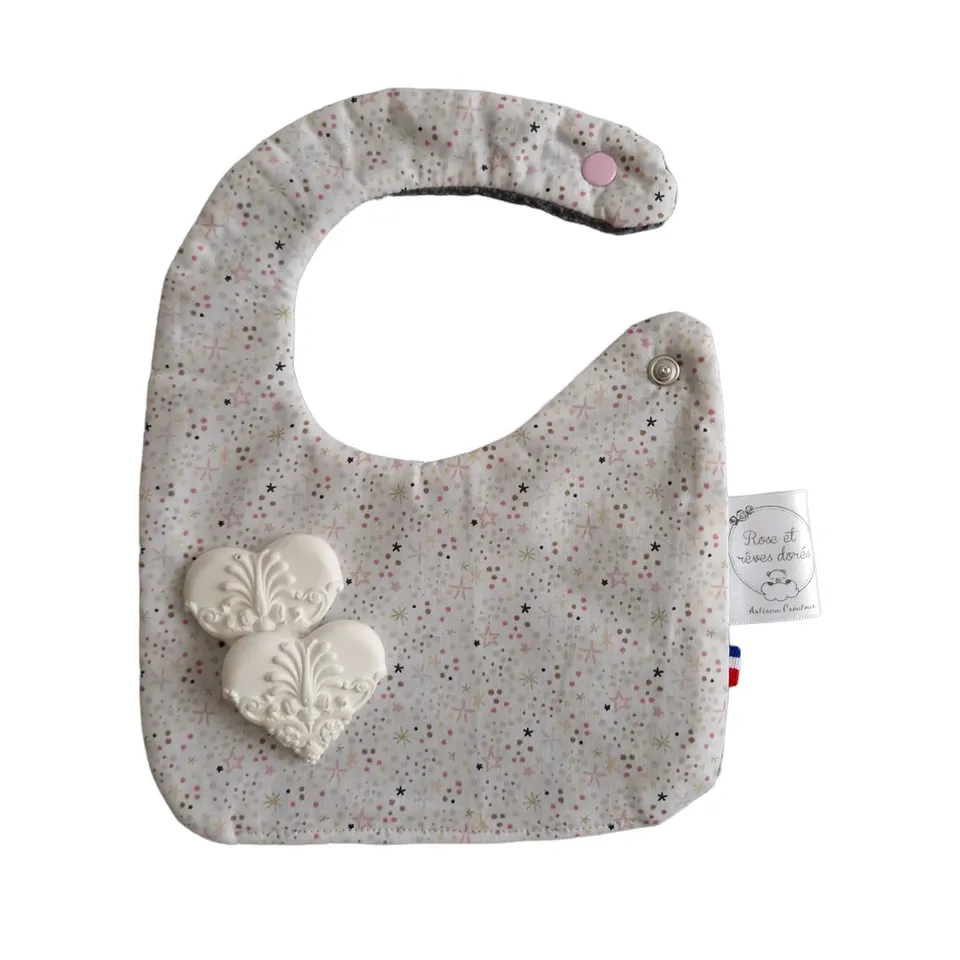 Rose et rêves dorés Bavoirs Mille Étoiles bavoir bébé coton bambou