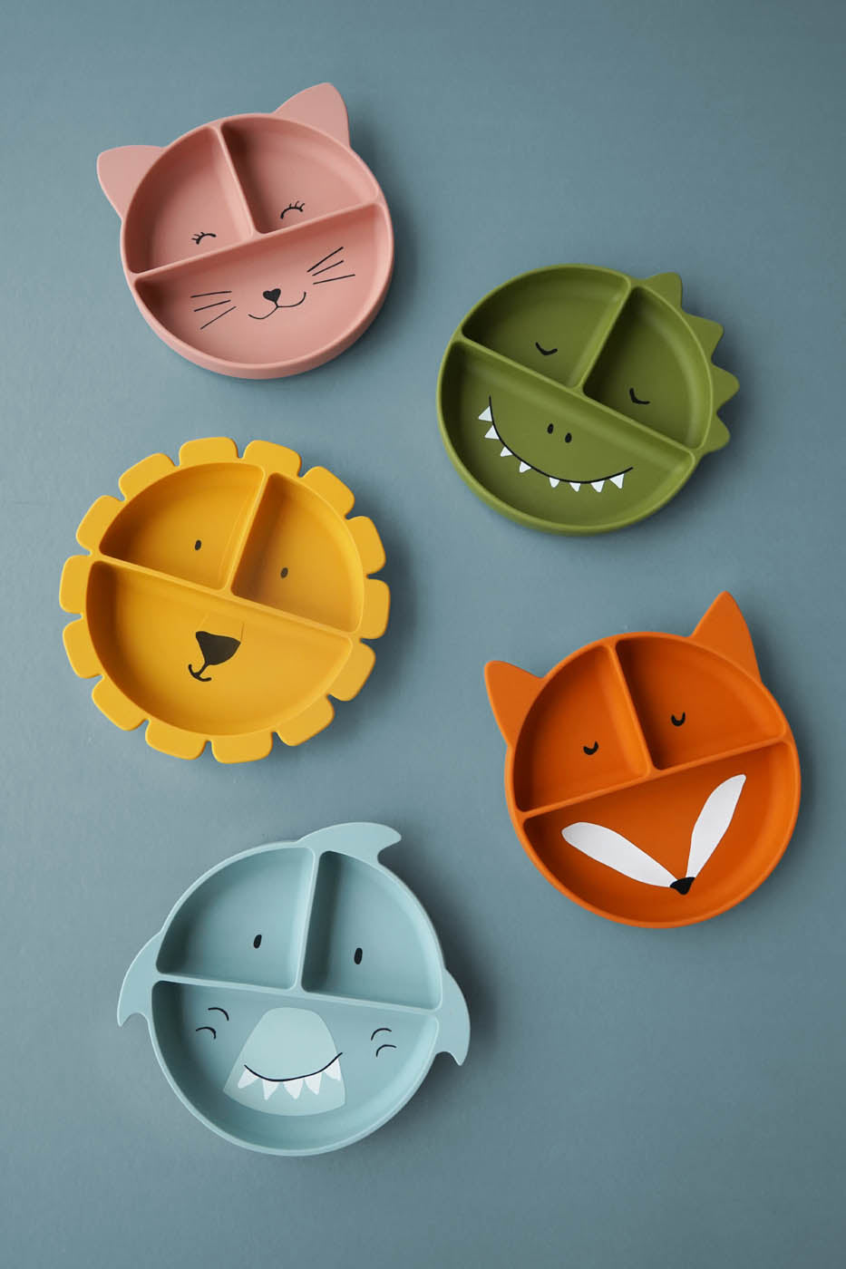 Trixie Baby Vaisselle Assiette avec ventouse en silicone et compartiments Mr. Fox