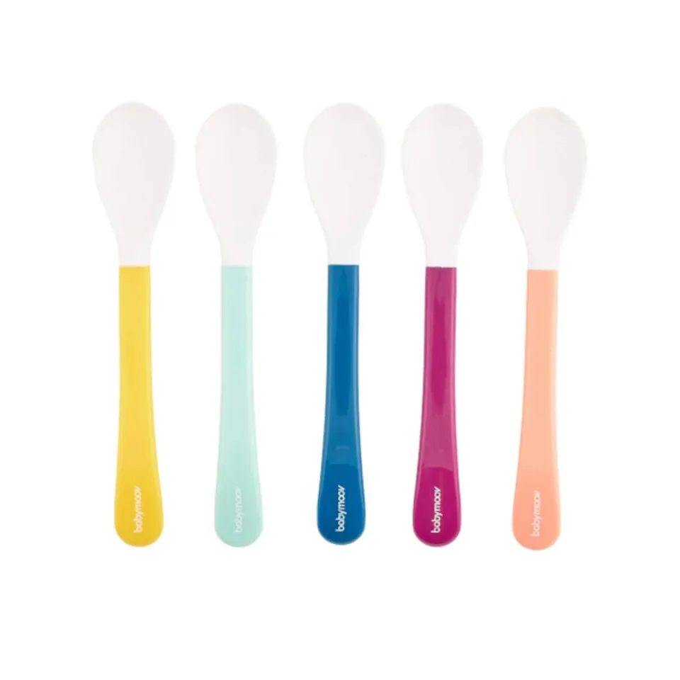 Babymoov Isy Babybols lot de 5 cuillères bébé silicone multicolores 2e âge