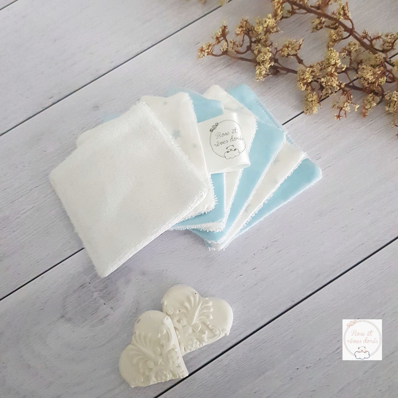 Rose et rêves dorés Lingettes collection Dragée lavables
