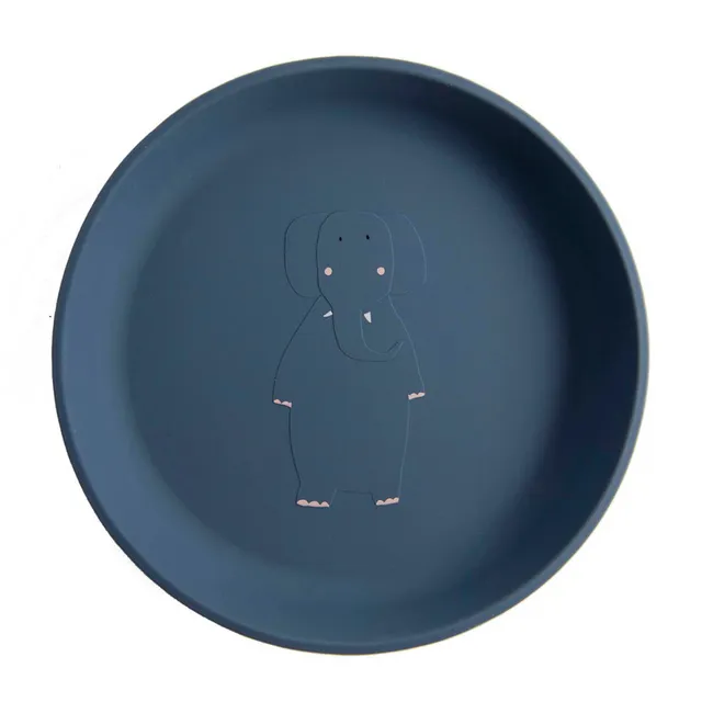 Trixie Baby Vaisselle Assiette silicone Mrs. Elephant avec rebord
