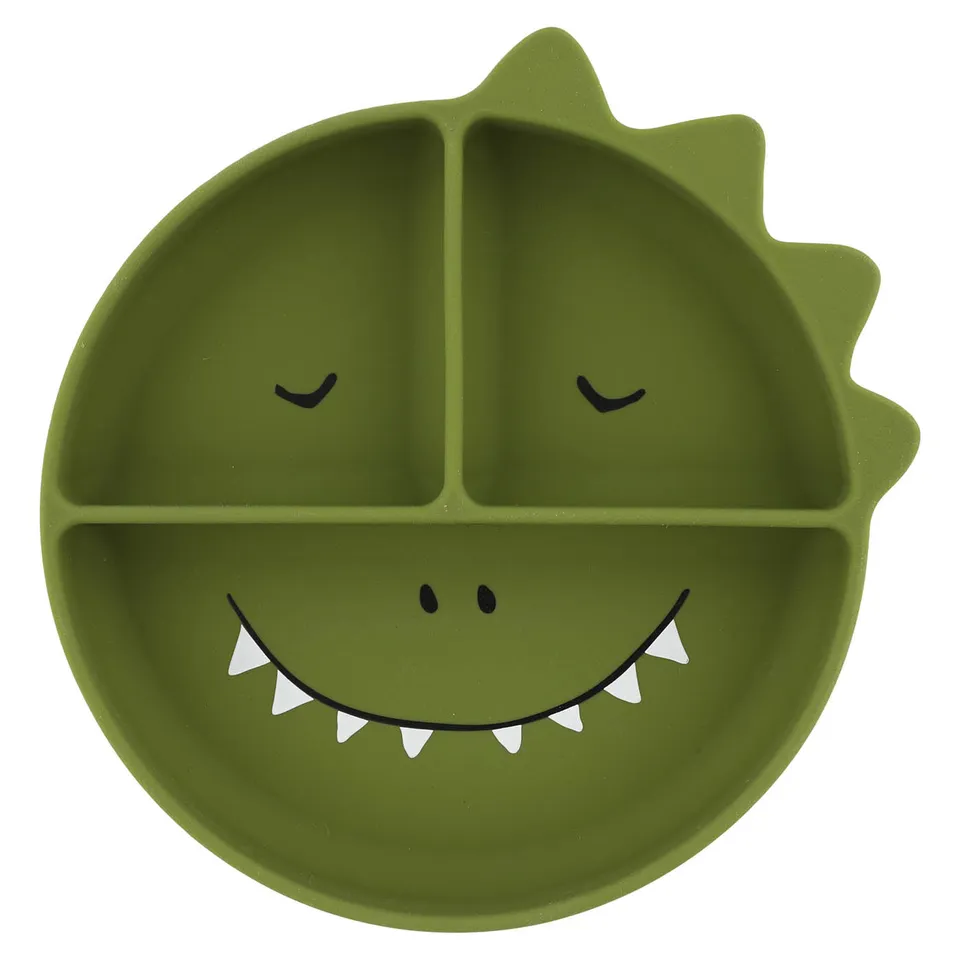 Trixie Baby Vaisselle Assiette avec ventouse en silicone et compartiments Mr. Dino